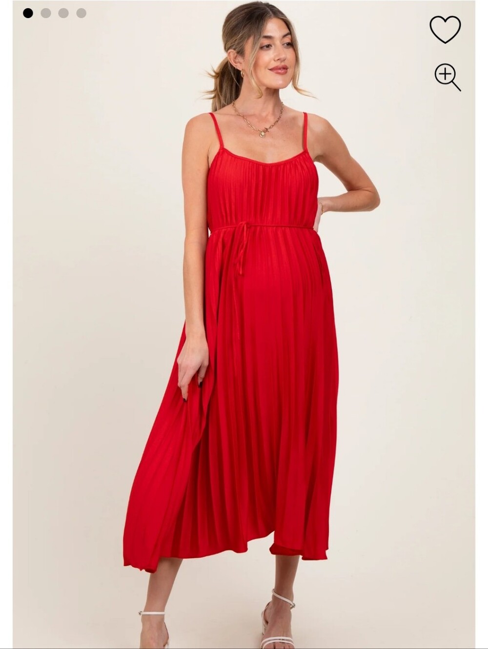 Velvet Red Pleated Spaghetti-Strap Maxi Dress